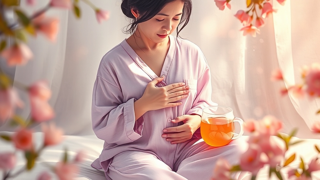 주요 효능: 완화, 다이어트, 피부 개선 (watercolor 스타일)