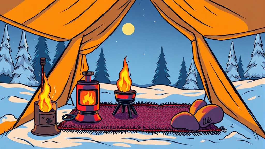 난방 장비: 히터, 난로, 탄소매트 (cartoon 스타일)