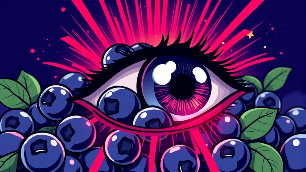 빌베리 & 아스타잔틴, 함께 섭취하면? (cartoon 스타일)