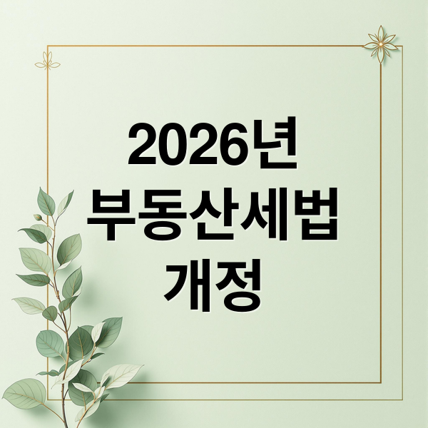 2026년
부동산세법
개정 (2026년 양도세 부동산 명의 변경)