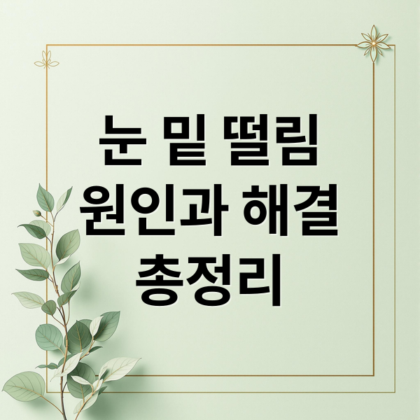 눈 밑 떨림
원인과 해결
총정리 (눈밑 떨림 증상 원인)