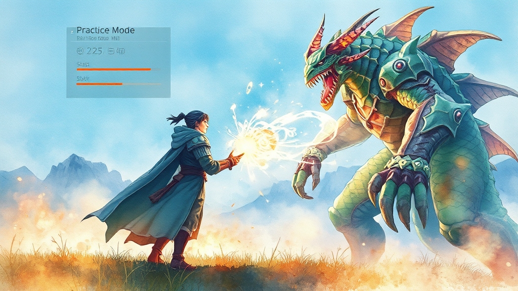 보스 연습 모드 활용법 (watercolor 스타일)