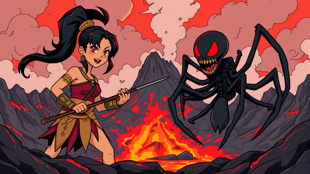 주요 등장인물 & 스토리 변화 (cartoon 스타일)