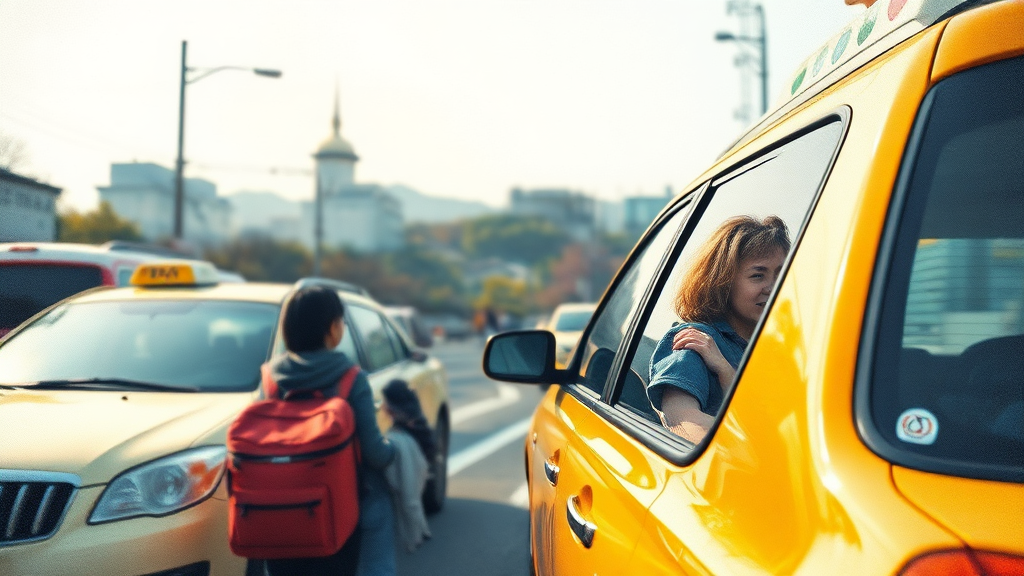 택시, 버스 이용 정보 (watercolor 스타일)