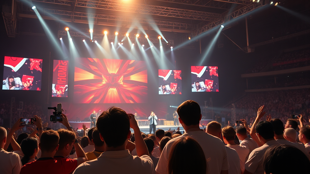 온라인 생중계로 즐기는 BTS 공연: 놓치지 않는 방법 (realistic 스타일)