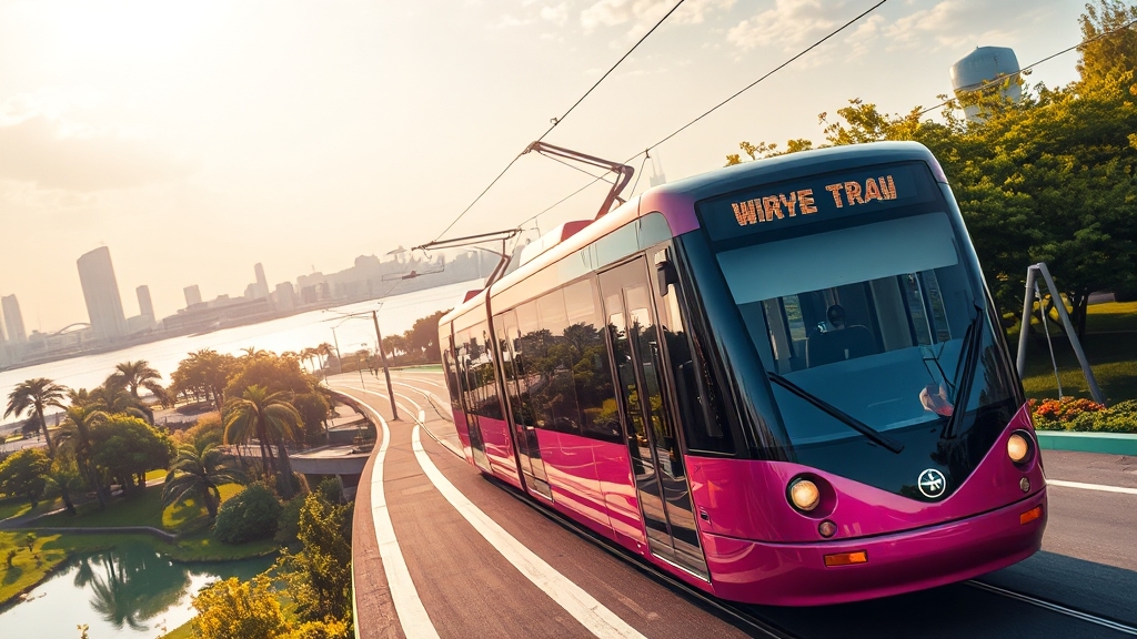 위례 트램 개통 기대 효과 (realistic 스타일)