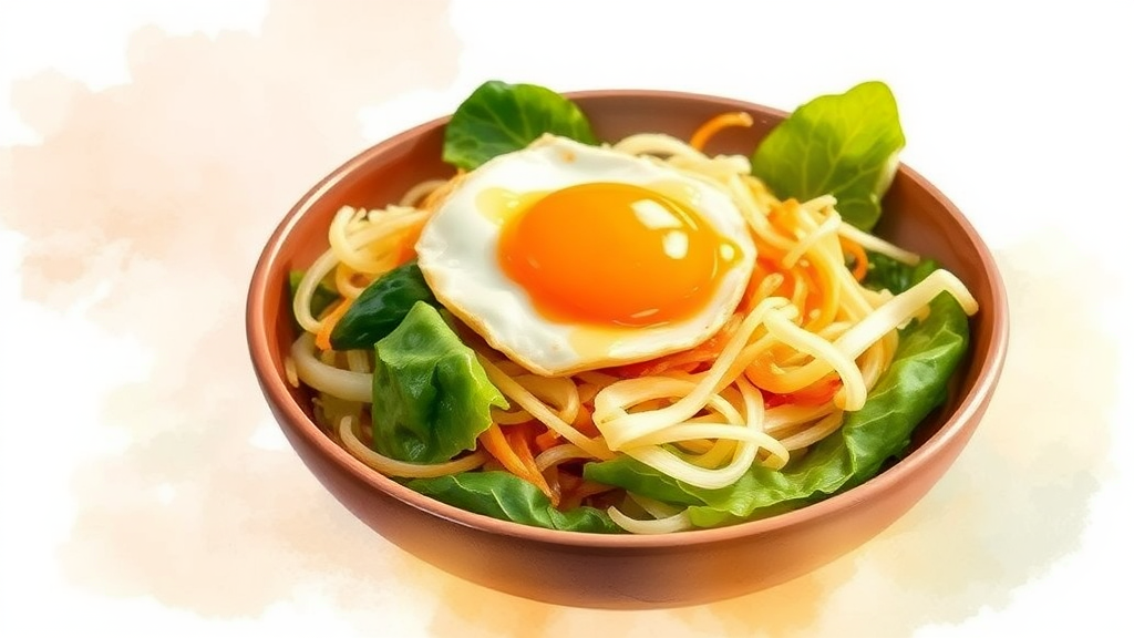 봄동 비빔밥 황금 레시피: 간단하게 만드는 법 (watercolor 스타일)