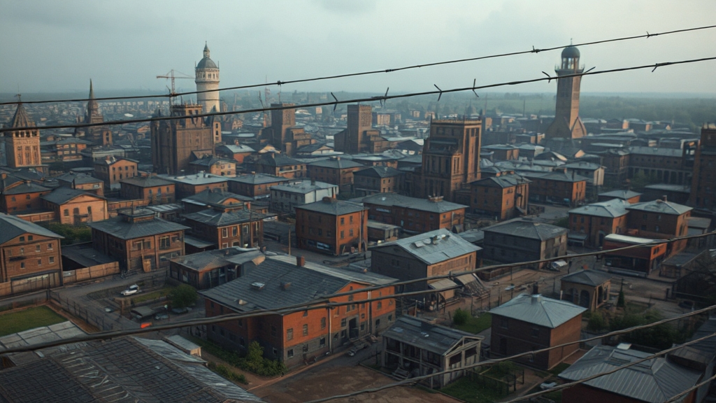 범죄 단지 현황 및 운영 방식 (realistic 스타일)