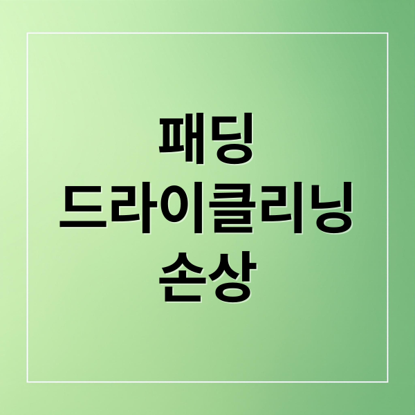 패딩
드라이클리닝
손상 (패딩 드라이클리닝 망가짐 이유)