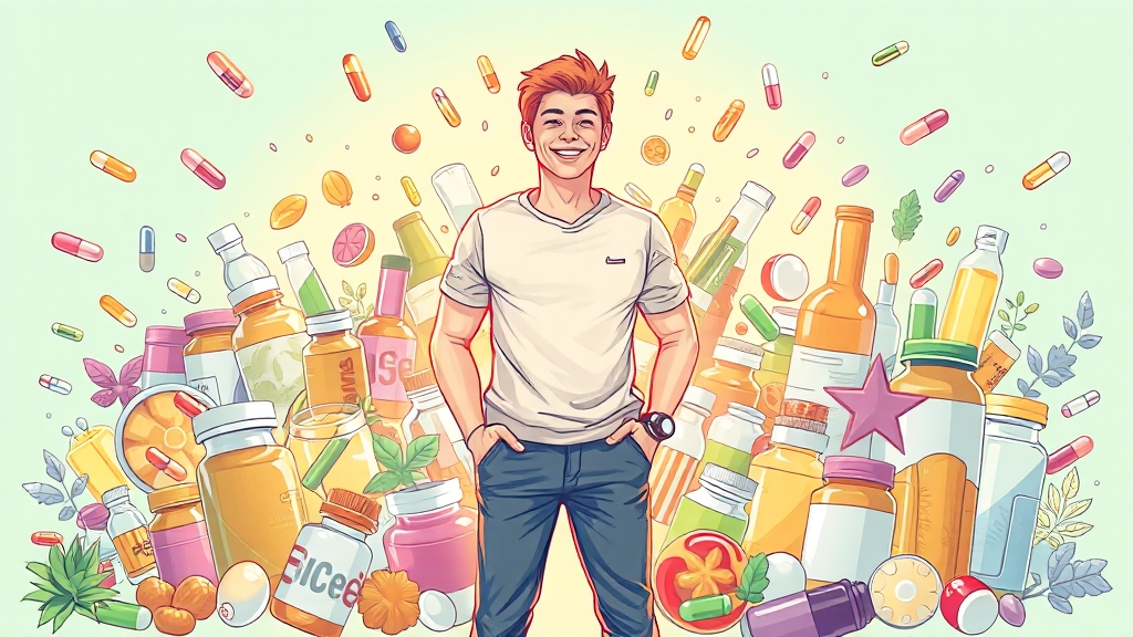 인기 영양제 분석 (illustration 스타일)