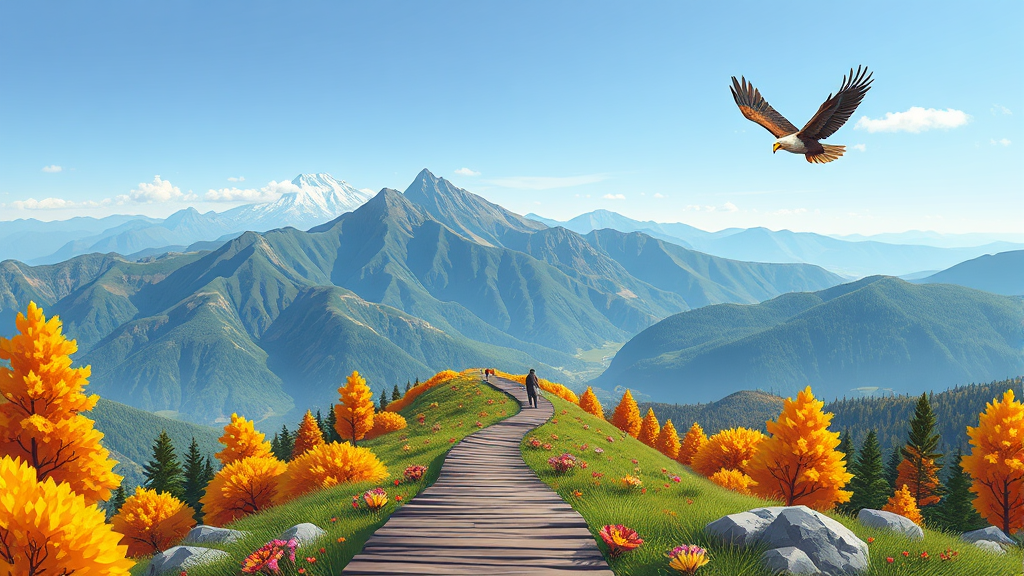 가리왕산 케이블카 정상 풍경 일러스트