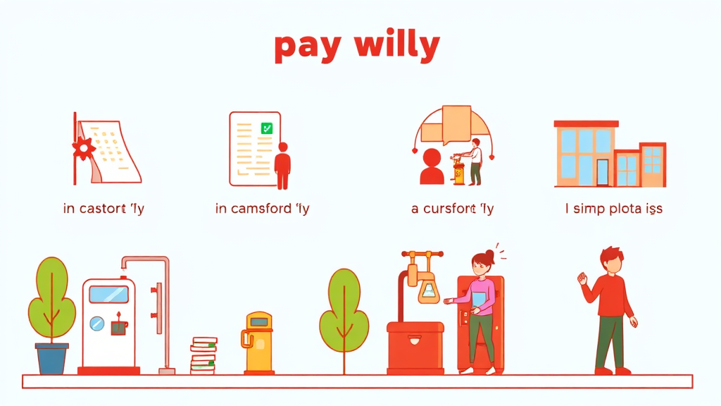 간편하게 도시가스 요금 납부하기: 자동이체부터 온라인 결제까지 (cartoon 스타일)