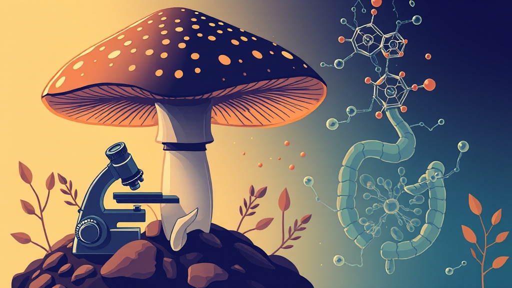 능이버섯 주요 성분 분석 (illustration 스타일)