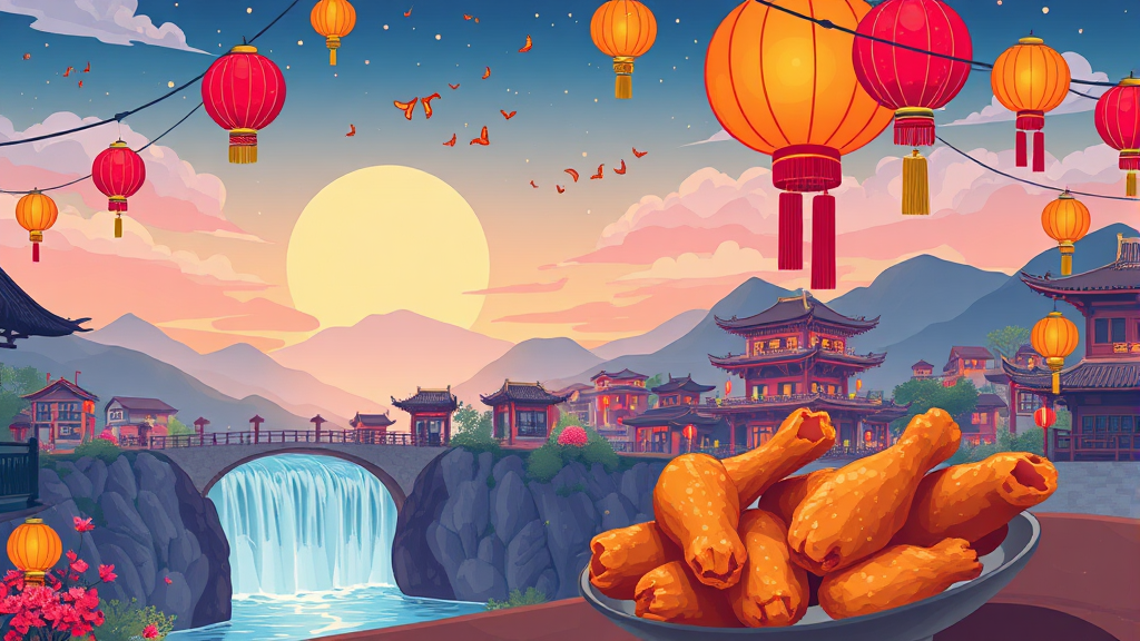 스펀: 천등 날리며 소원 빌기 (illustration 스타일)