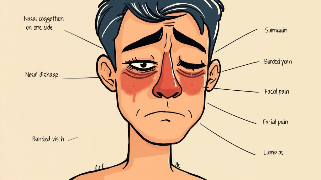 부비동암 주요 증상 (cartoon 스타일)