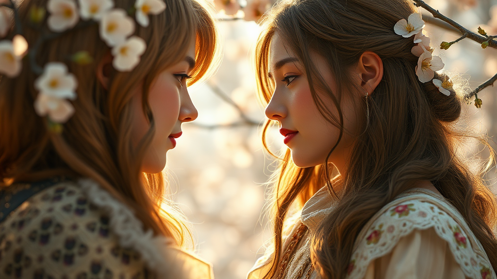 청춘 로맨스 판타지: ‘멀리서 보면 푸른 봄’의 섬세한 감정 연기 (realistic 스타일)