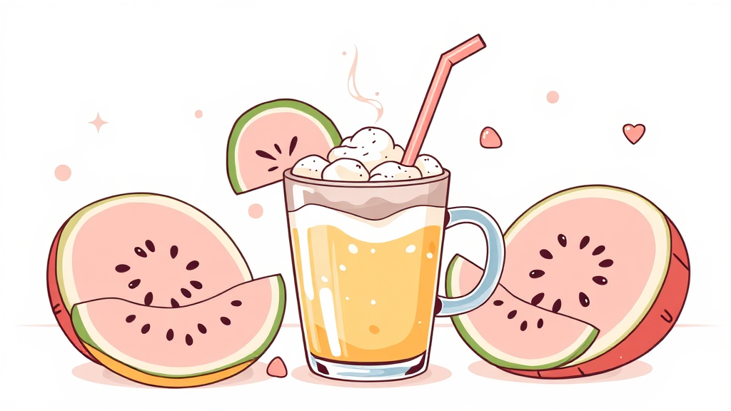 멜론 라떼 맛 평가 및 솔직 후기 (illustration 스타일)