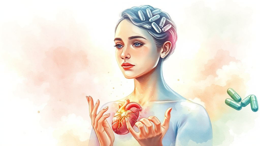 오메가-3, 심혈관 & 뇌 건강 (watercolor 스타일)