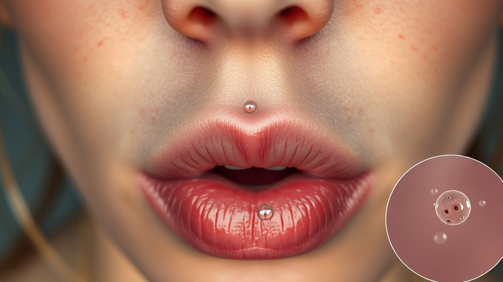 입술 물집: 단순 vs 대상포진 (realistic 스타일)