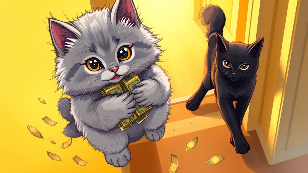 고양이 꿈과 운세, 재물 (cartoon 스타일)