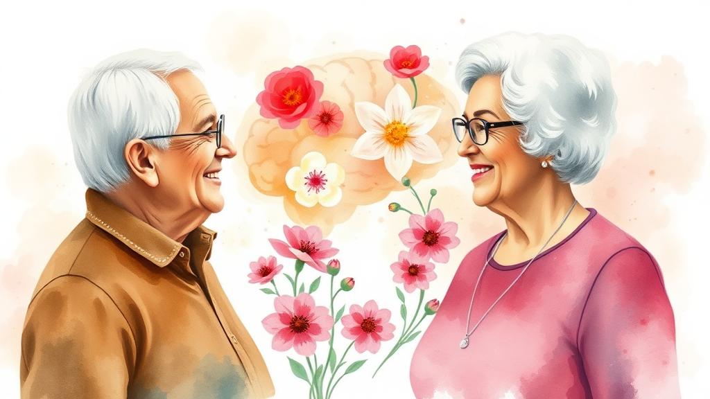 뇌 건강, 사회적 관계가 중요해요! (watercolor 스타일)