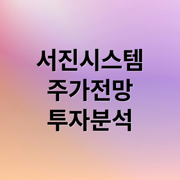 서진시스템
주가전망
투자분석 (서진시스템 주가 전망)