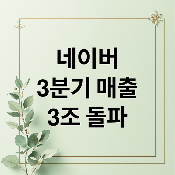 네이버
3분기 매출
3조 돌파 (네이버 AI 분기 매출 3조 돌파)