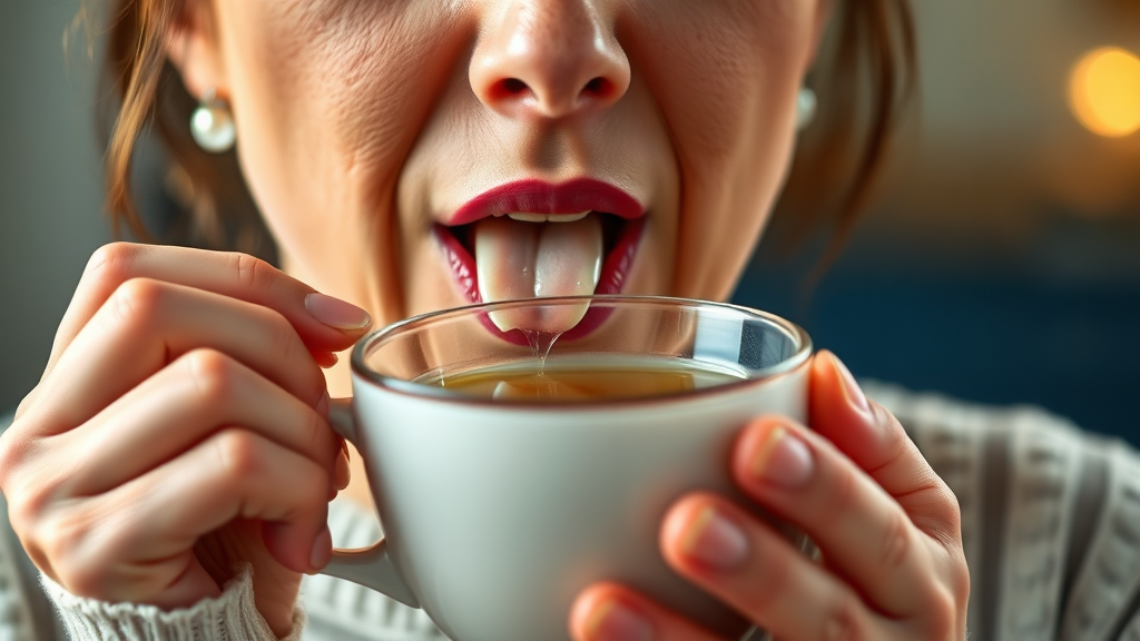 후비루 증후군과 목 이물감 (realistic 스타일)