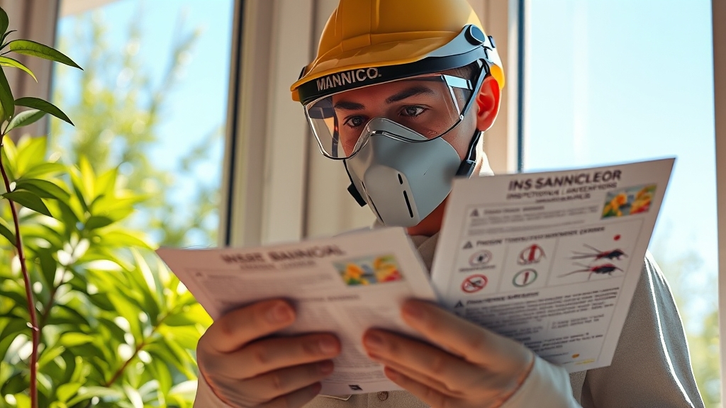 해충 방제 시 주의사항 (realistic 스타일)