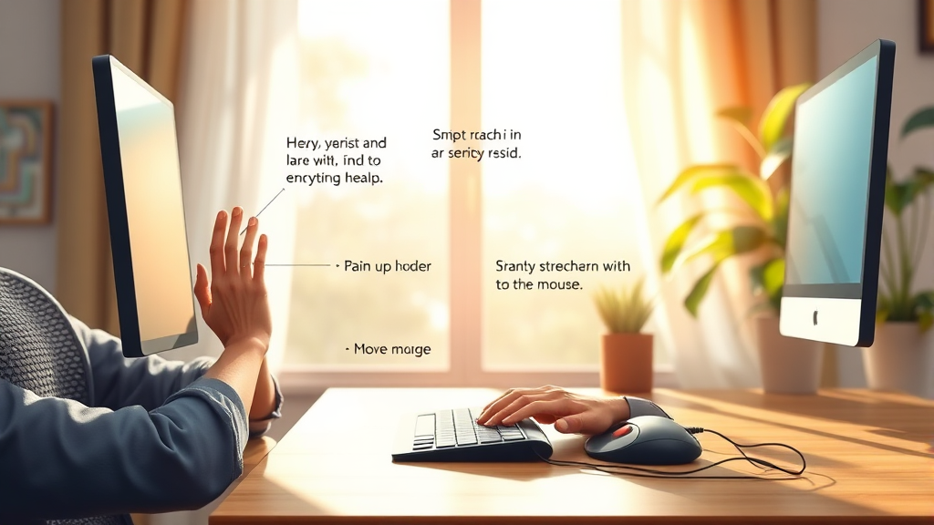 마우스 손목 터널 증후군: 원인부터 예방, 통증 완화까지 완벽 가이드 7 손목 통증 완화를 위한 스트레칭 및 관리법 (realistic 스타일)