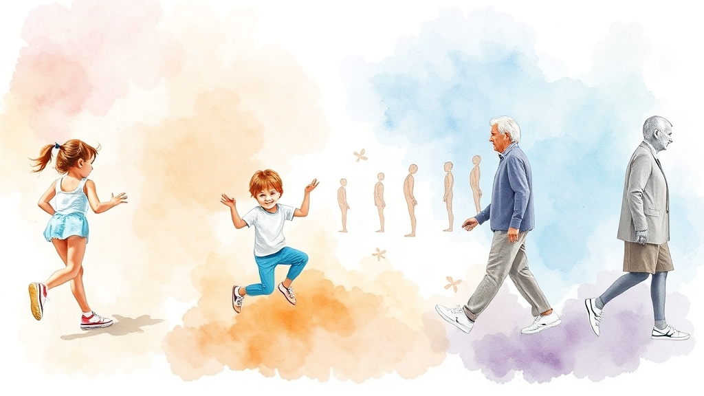 연령별 관절 건강 관리 (watercolor 스타일)