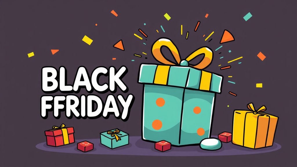 블랙프라이데이 가성비 AI 툴 딜 정보 (cartoon 스타일)