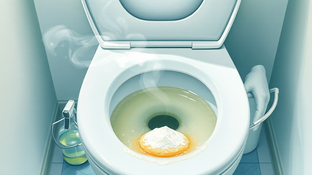변기 청소 용품 안전 수칙 (watercolor 스타일)