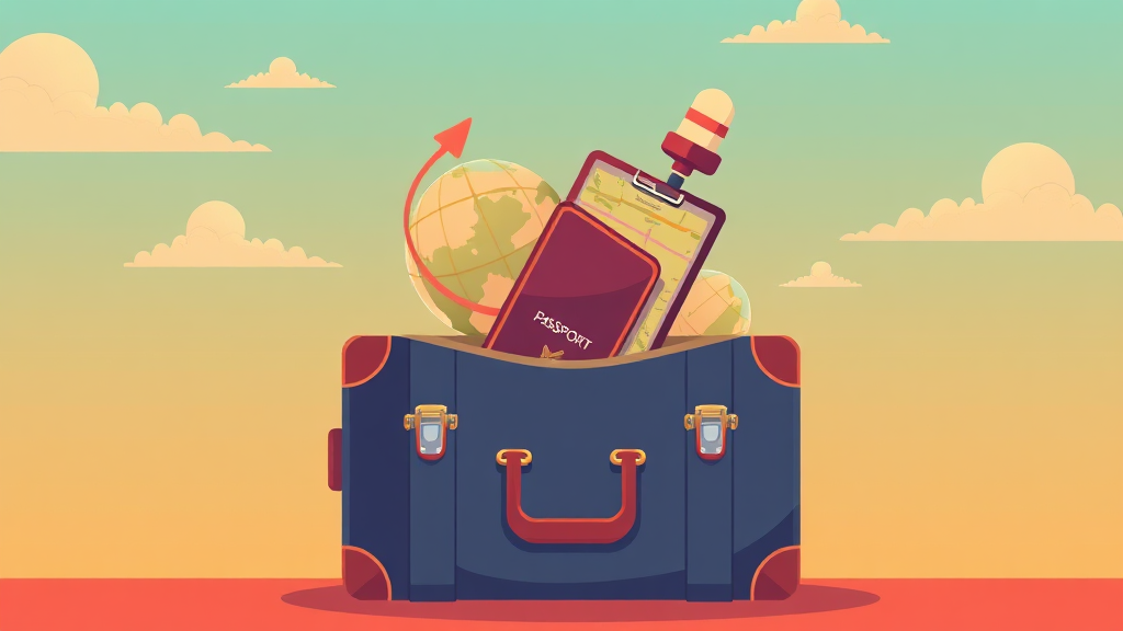 출국 전 체크리스트, 꼼꼼하게 준비! (illustration 스타일)