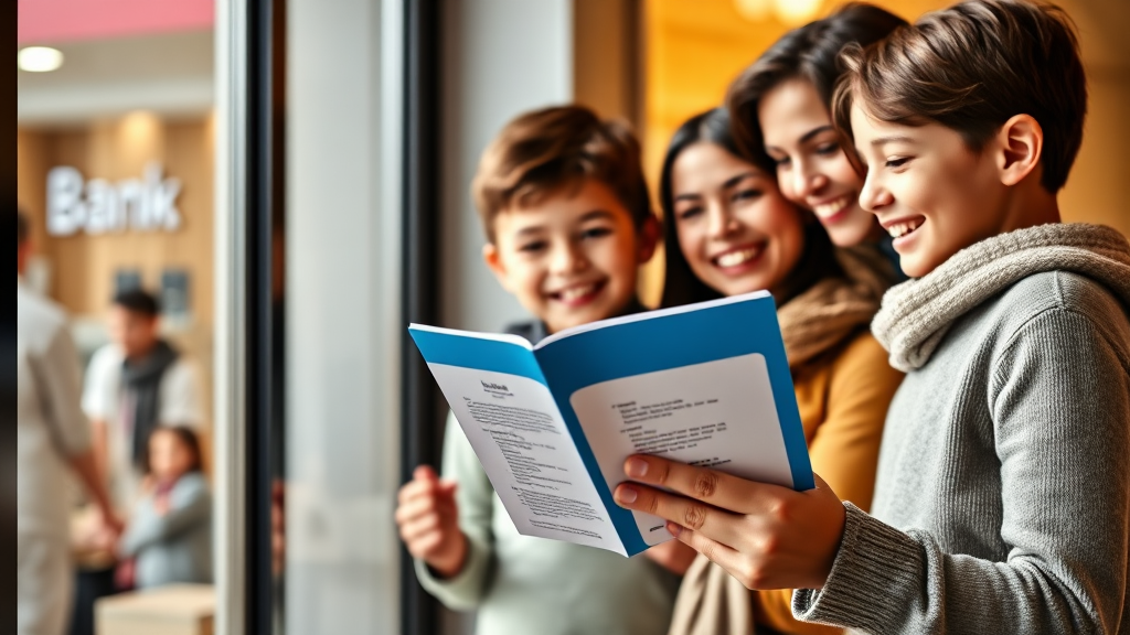 자녀 통장 개설 절차 (realistic 스타일)