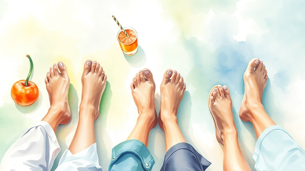 족저근막염 예방을 위한 생활 관리 (watercolor 스타일)
