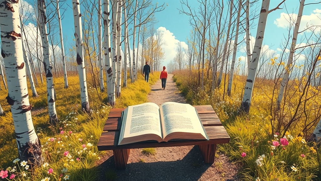 숲 속 힐링 산책 코스 (illustration 스타일)