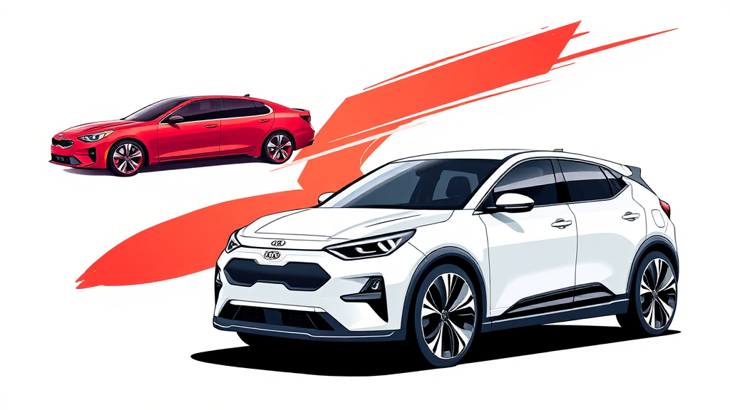 가격, 제원, 주행거리 비교 분석 (illustration 스타일)