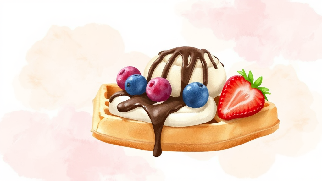 와플대학 인기 메뉴 리뷰 (watercolor 스타일)