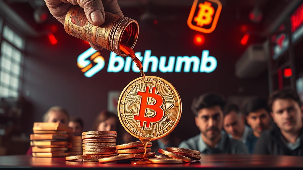 빗썸 오지급 사태 개요 (realistic 스타일)