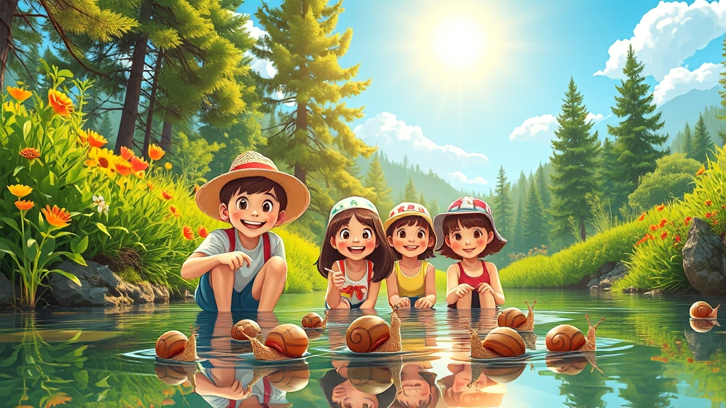캠핑장 물놀이, 어디가 최고일까? (illustration 스타일)