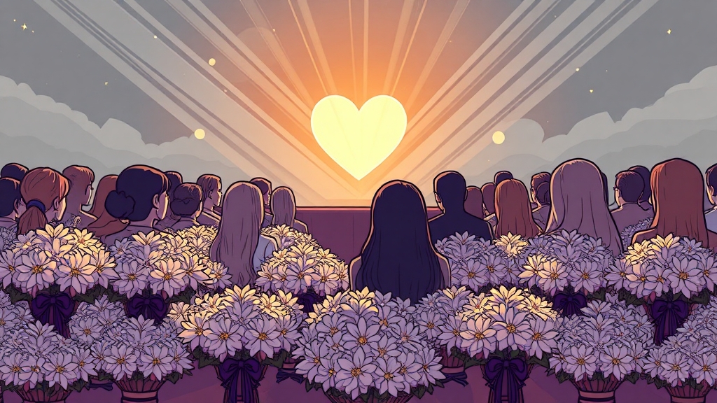 대구 장례 문화와 화환 (cartoon 스타일)