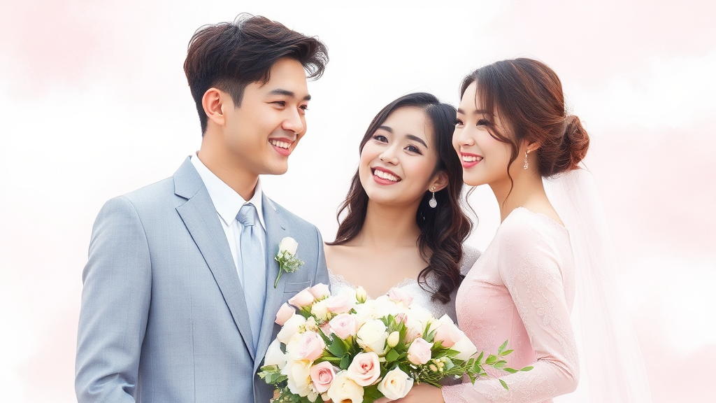 온라인에 퍼진 웨딩 사진, 그 배경과 확산 이유 (watercolor 스타일)