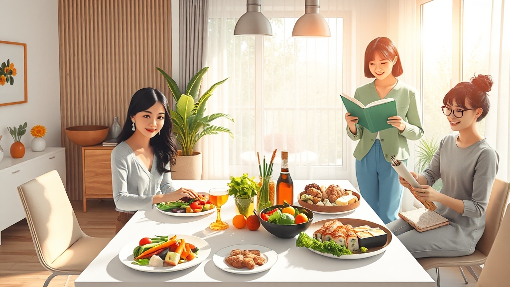 혈액형별 맞춤 식단표 (A형, B형, O형, AB형) (realistic 스타일)