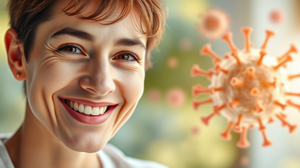 웃음과 면역력 강화 (realistic 스타일)