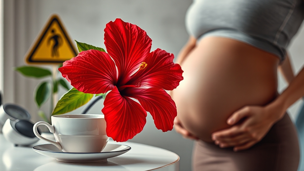 히비스커스 섭취 시 주의사항 (realistic 스타일)
