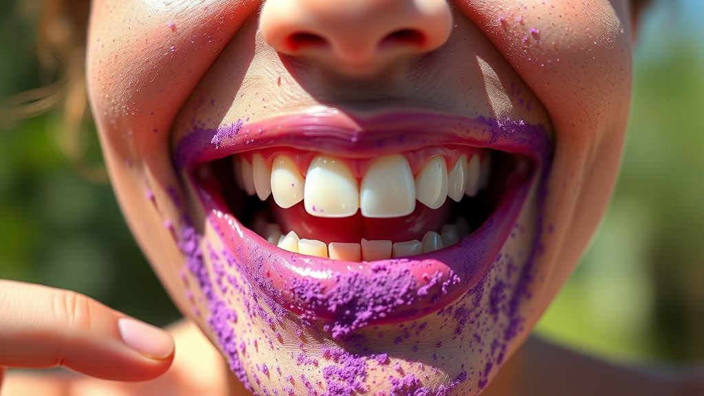 퓨리븐 가루치약 특징 (realistic 스타일)