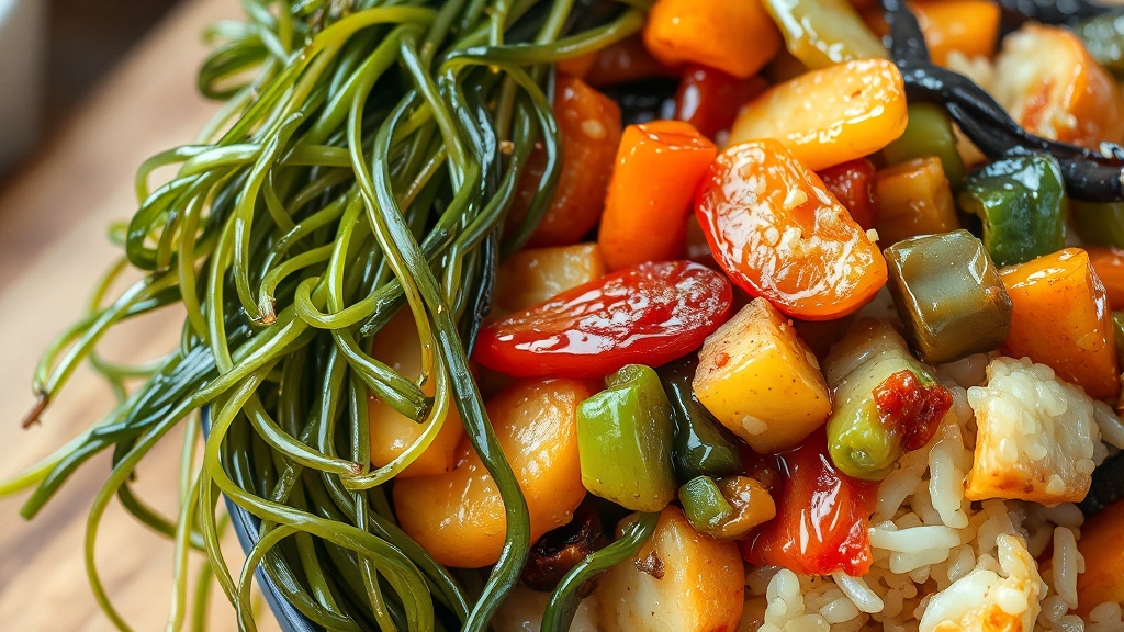 미역줄기볶음 재료 (watercolor 스타일)