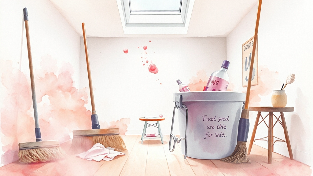 신축 vs 기존 주택, 청소 비용 차이는? (watercolor 스타일)
