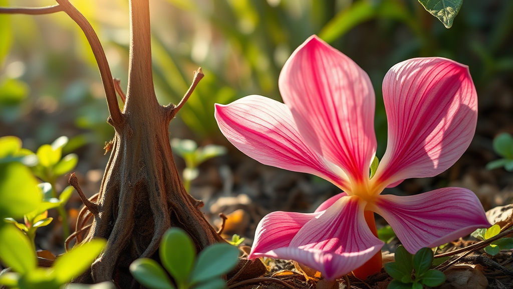 기관지 건강을 위한 자연 식품: 도라지의 효능 (realistic 스타일)